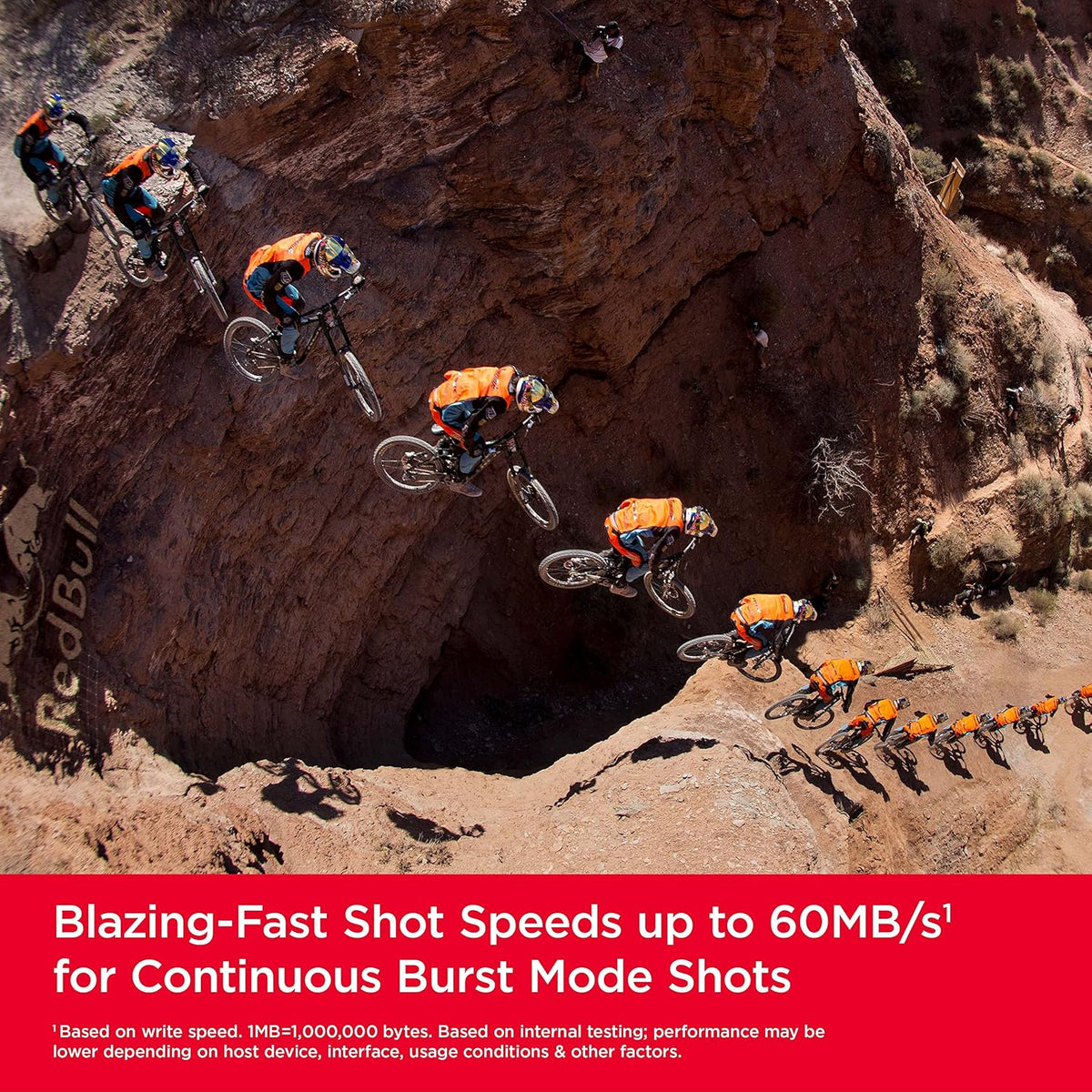 Extreme SD card – burst mode sequence of a mountain biker jumping