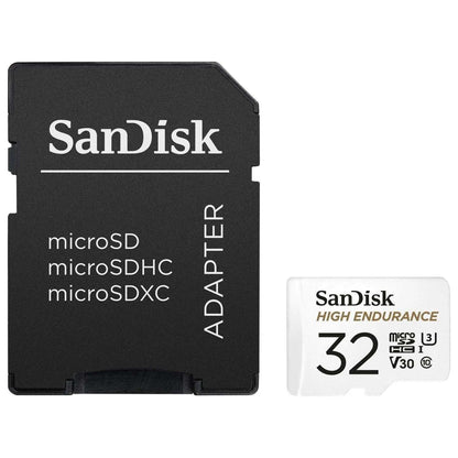 High Endurance 32GB microSDHC – card with SD adapter, front view