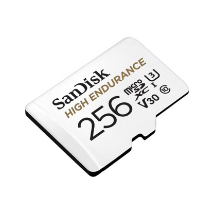 High Endurance 256GB microSDXC – angled view of the card