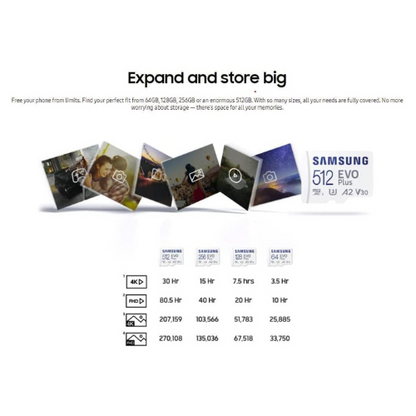 Samsung EVO Plus MicroSD Memory Card, UHS-1 SDR104, Micro SD Card