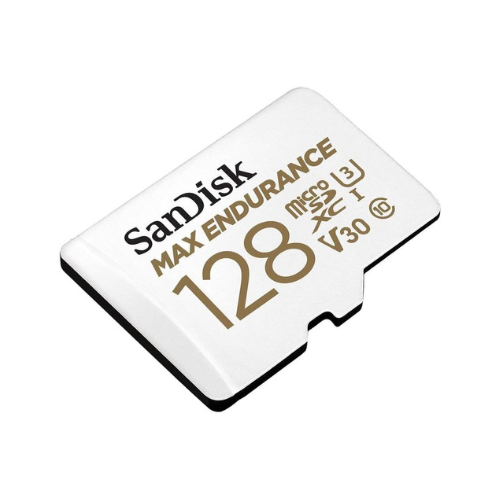 MAX Endurance 128GB microSDXC – angled view of the card