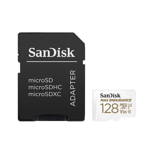 MAX Endurance 128GB microSDXC – card with SD adapter, front view