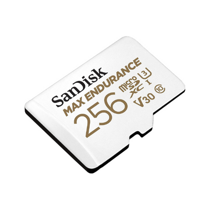 MAX Endurance 256GB microSDXC – angled view of the card