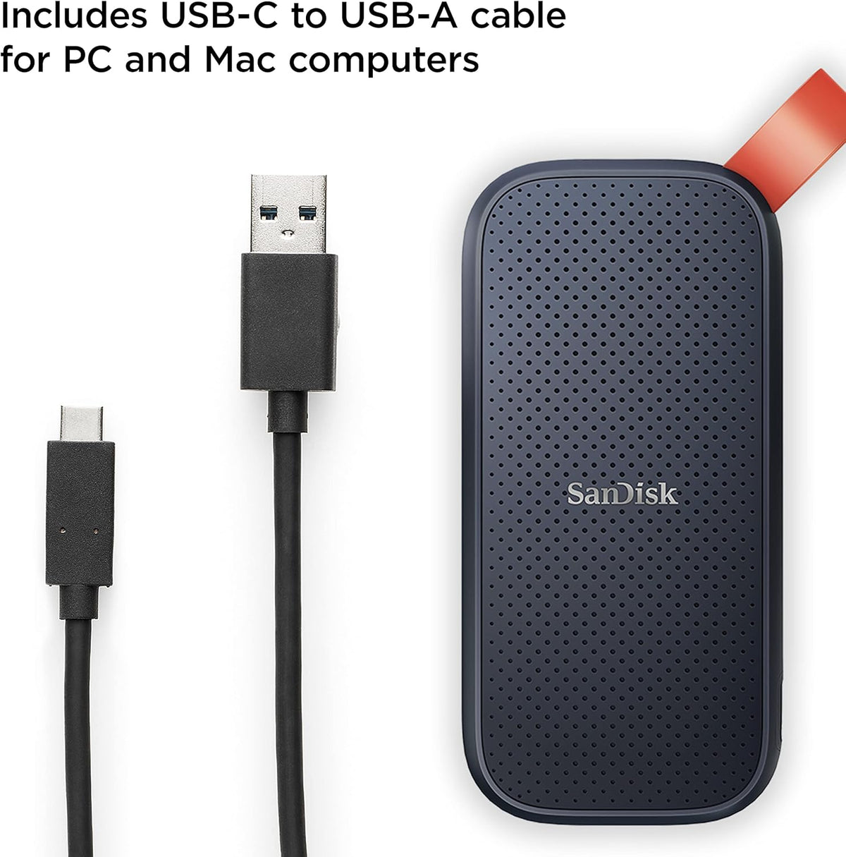 SanDisk portable SSD – drive with USB-C to USB-A cable