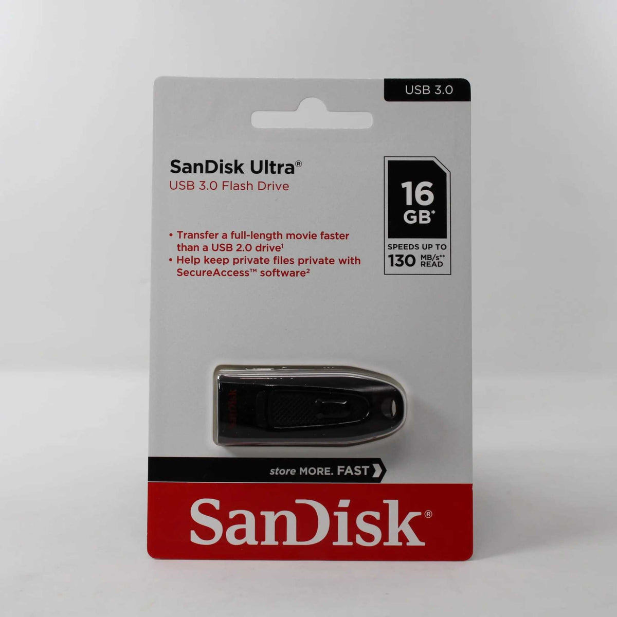 Ultra 16GB USB 3.0 flash drive – front of retail packaging